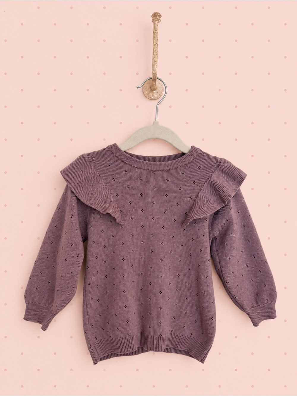 Zara Mauve Knit Ruffle Sweater